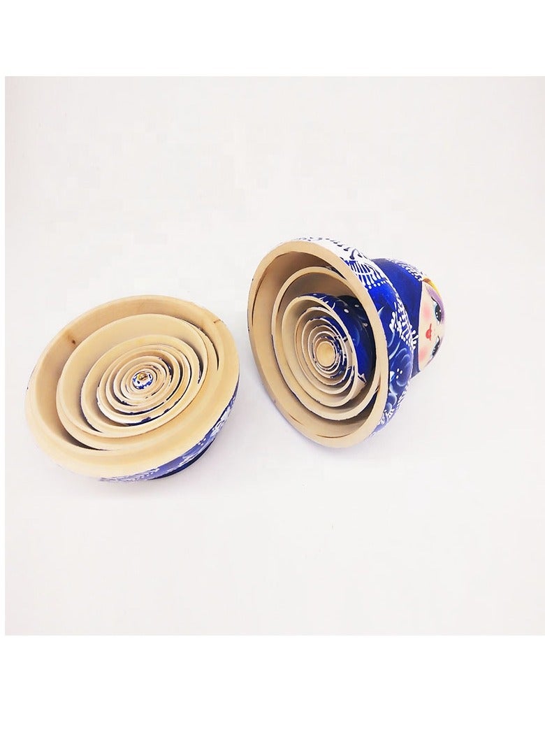 Ten-layer big-bellied blue and white porcelain Russian set of dolls, wooden toys, craft gifts, wishing dolls, home furnishings - Image 5